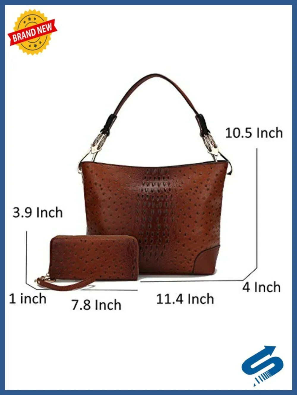 Vegan Faux Leather Hobo Shoulder Bag & Wristlet Wallet Set 2-Piece